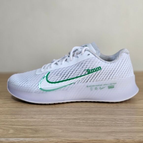 Nike Court Air Zoom Vapor 11 HC White Kelly Green Men's 7.5 Tennis LE DR6965-102 - Picture 3 of 16